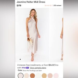 Show me your mumu Jasmine Halter Midi Dress, Show Me The Ring Luxe Satin, S